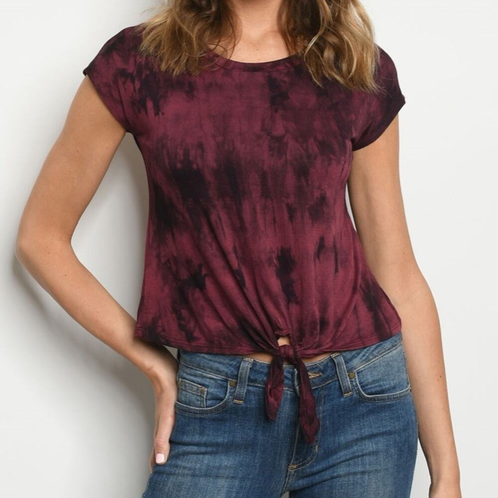 Burgundy Tie Dye Top Size Medium